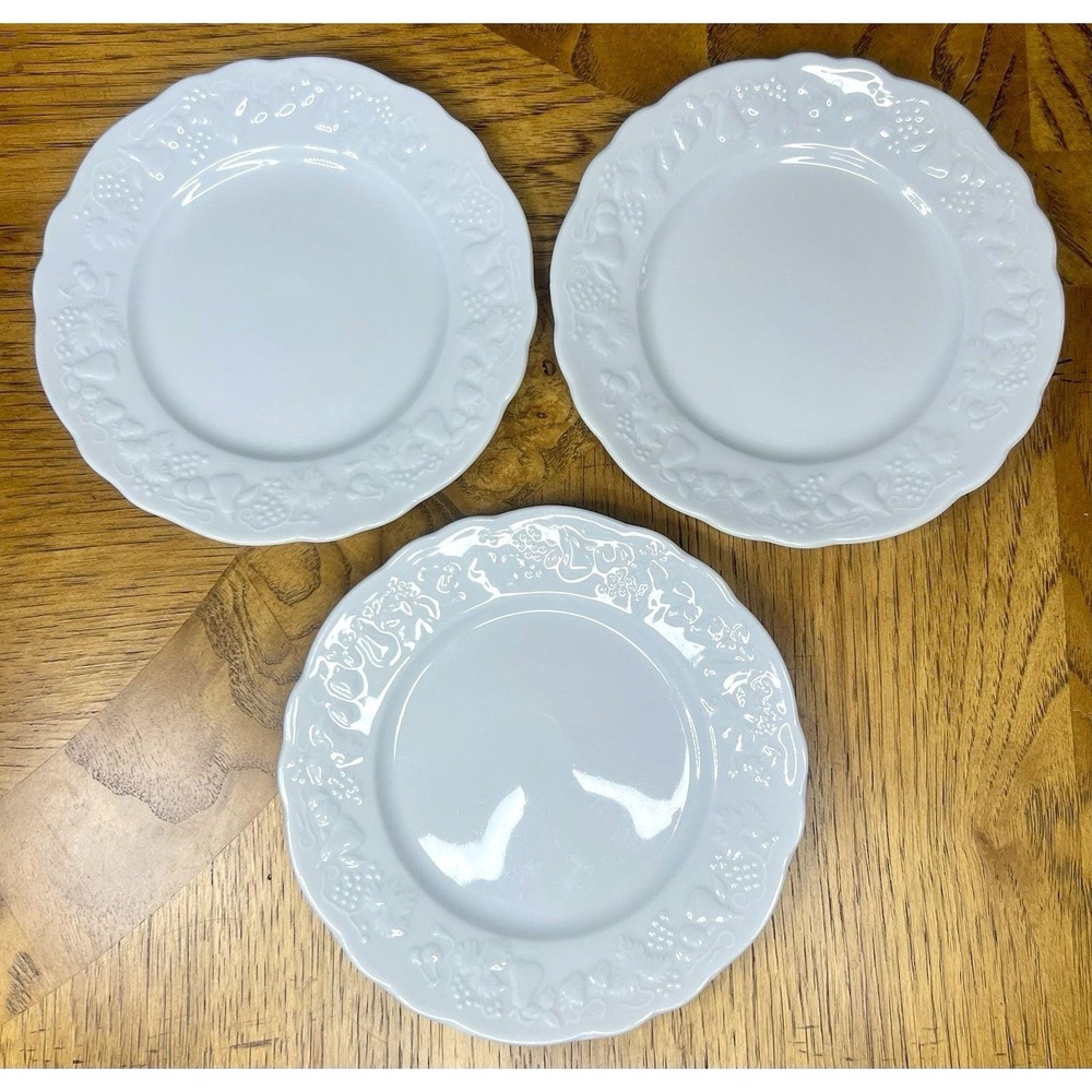 3 Philippe Deshoulieres Blanc de Blanc 6" Bread Plate Limoges France One Chip